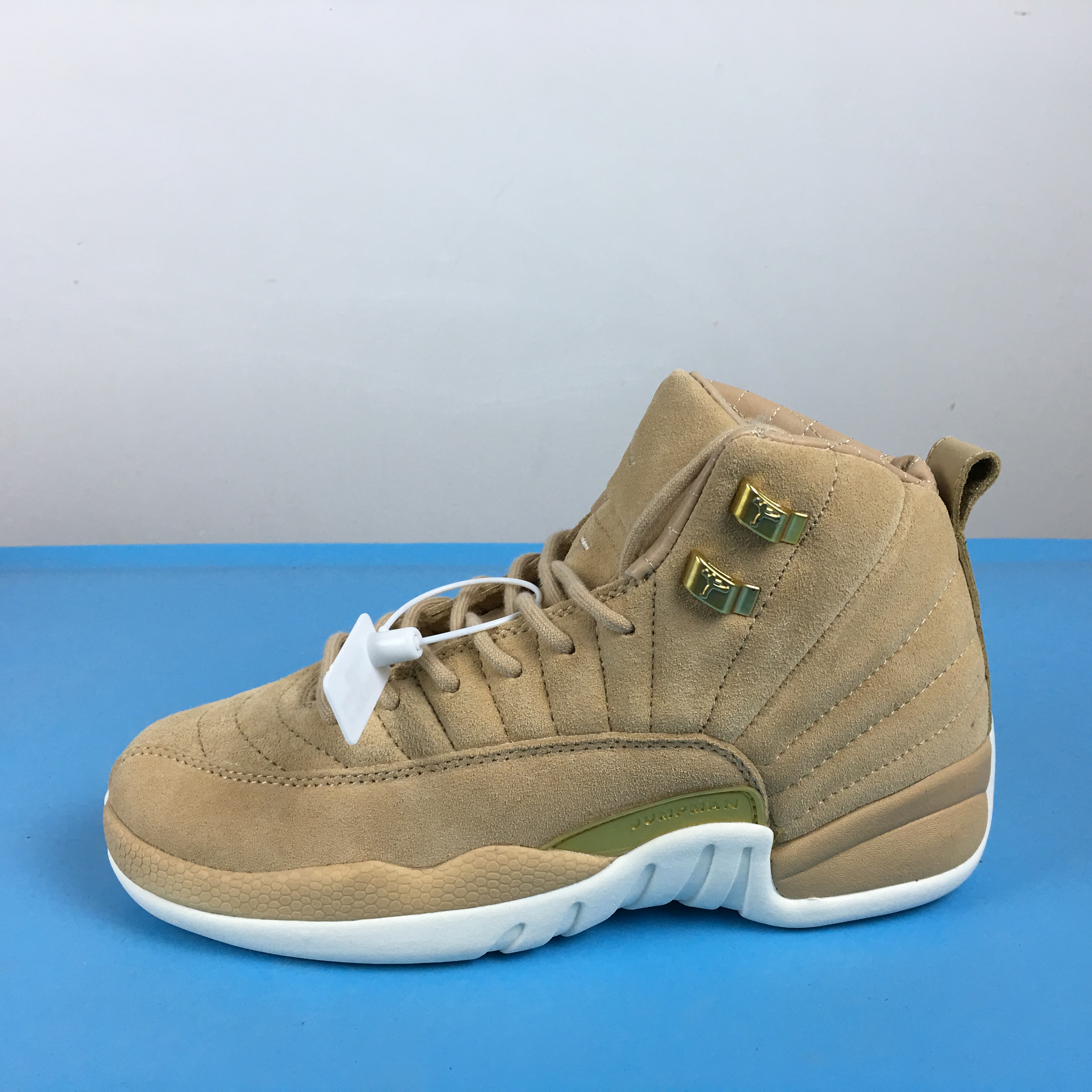 Women Air Jordan 12 Suede Brown White Shoes - Click Image to Close